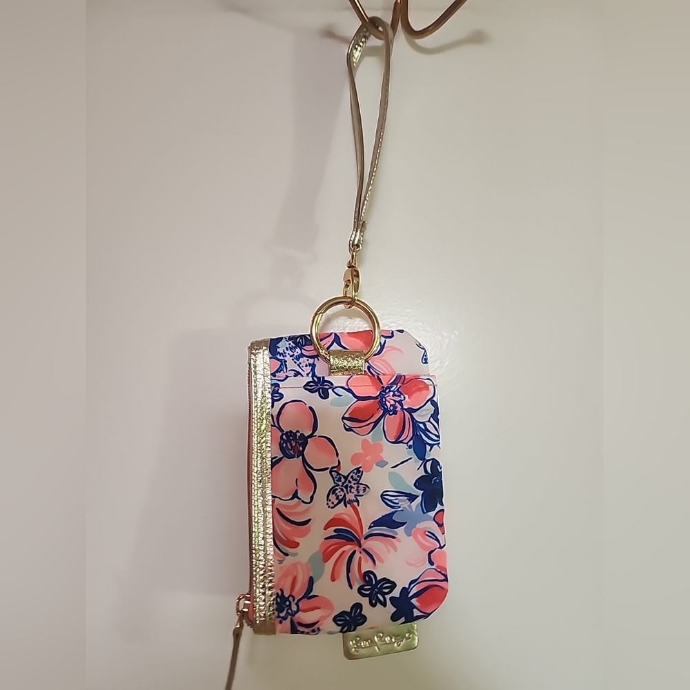 Lilly Pulitzer Party Like A Lobster Small  Wristlet Cardholder - Pink Navy Gold